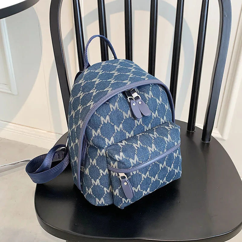 Jacquard Canvas Small Backpack for Women Girls Students