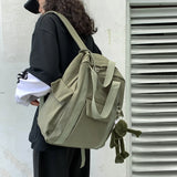 Waterproof Solid Women'S Backpack School Bag For Teenage Girl