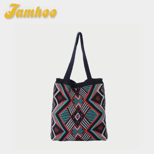 Jamhoo Knitting Shoulder Bag Boho Style Tote Top-handle Handbag