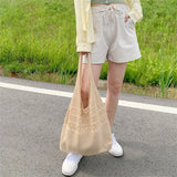 Jamhoo Women Hollow Woven Shoulder Bags Knitting Handbags Large Capacity