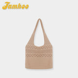 Jamhoo Women Hollow Woven Shoulder Bags Knitting Handbags Large Capacity