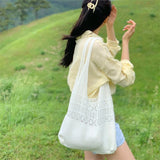 Jamhoo Women Hollow Woven Shoulder Bags Knitting Handbags Large Capacity