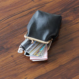 Japan & South Korea Coin Purse Oil Wax Leather Mini Buckle Clip Small Wallet