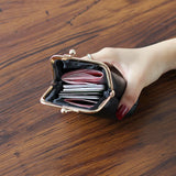 Japan & South Korea Coin Purse Oil Wax Leather Mini Buckle Clip Small Wallet