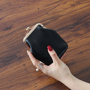 Japan & South Korea Coin Purse Oil Wax Leather Mini Buckle Clip Small Wallet