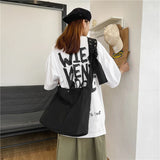 Canvas Large Capacity Student Shoulder Bag Literary Large Satchel
