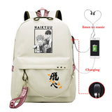 Haikyuu Anime Prints School Bag USB Charging Girls Backpack