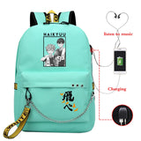 Haikyuu Anime Prints School Bag USB Charging Girls Backpack