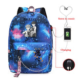 Haikyuu Anime Prints School Bag USB Charging Girls Backpack