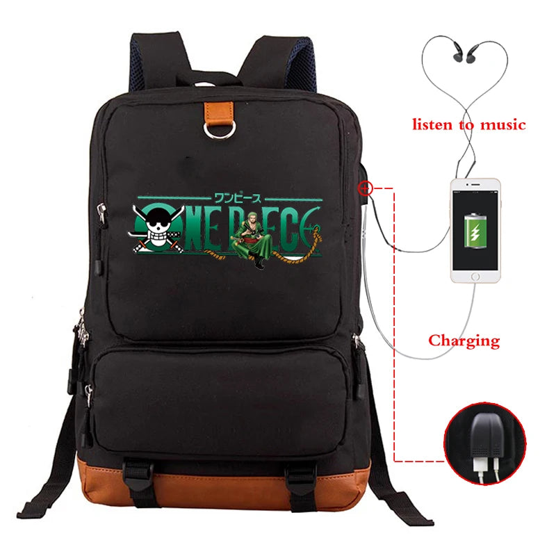 Japanese Anime One Piece Luffy Backpack Canvas School Bag