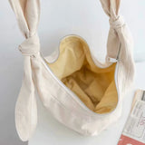 Japan Canvas Hobo Bag Crossbody Zipper Underarm Bow