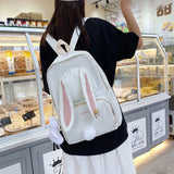 3D Rabbit Girl Backpack - Teenage Women Student School Laptop Travel Backpack