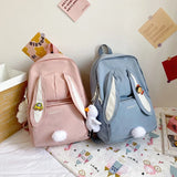 3D Rabbit Girl Backpack - Teenage Women Student School Laptop Travel Backpack