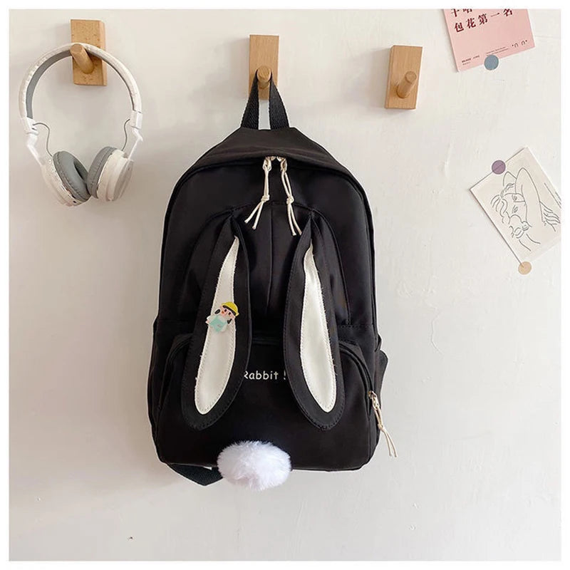 3D Rabbit Girl Backpack - Teenage Women Student School Laptop Travel Backpack