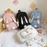 3D Rabbit Girl Backpack - Teenage Women Student School Laptop Travel Backpack