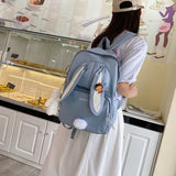 3D Rabbit Girl Backpack - Teenage Women Student School Laptop Travel Backpack