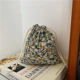 Japanese Floral Drawstring Bag Cotton Fabric Christmas Gift Bag