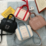 Japanese Lolita Style Girls Bags PU Leather Embroidered Bookbag