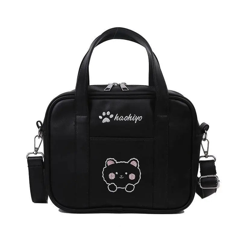 Japanese Lolita Style Girls Bags PU Leather Embroidered Bookbag