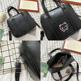 Japanese Lolita Style Girls Bags PU Leather Embroidered Bookbag