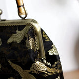 Japan Style Vintage Shell Lock Hand Bag Wood Shoulder Crossbody Chain Fringe Pur
