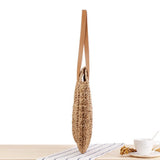 Japanese Korean Style Round Shoulder Straw Bag Women's Woven Beach Bag