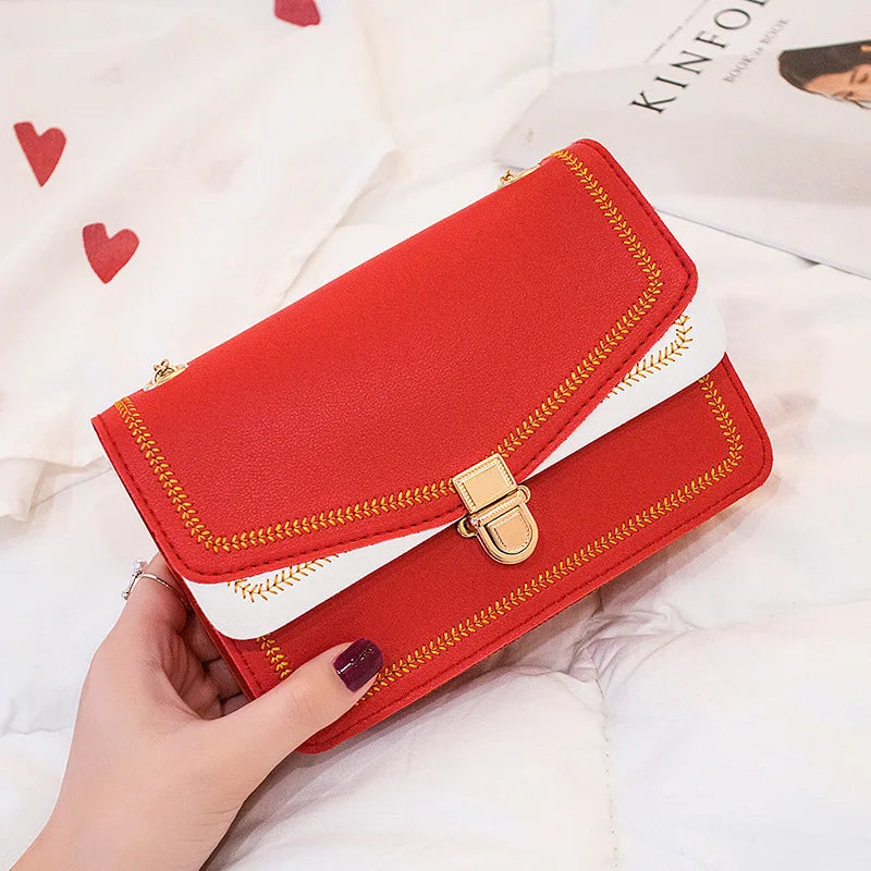 Embroidered Small Square Shoulder Messenger Bag for Women