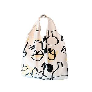 Japan Women Canvas Shoulder Bag Graffiti Print Shopping Handbags Tote Bag