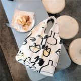 Japan Women Canvas Shoulder Bag Graffiti Print Shopping Handbags Tote Bag