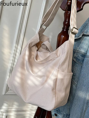 Japanese Canvas Messenger Bag Large Capacity Casual College Student Class Bags