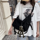 Japanese Canvas Messenger Bag Unisex Large Capacity Shoulder Bags Ladies Casual