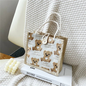 Japanese Cartoon Bear Lunch Box Bag Large Capacity Storage Tote Bag