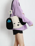 Japanese Cartoon Puppy Plush Tote Bag for Women