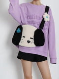 Japanese Cartoon Puppy Plush Tote Bag for Women