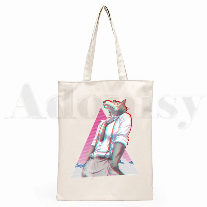 Japanese Manga Beastars Rabbit Wolf Graphic Cartoon Print Shopping Bag