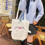 Japanese Cartoon Monster Plush Shoulder Bag Girls Funny Zipper Bag