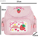 Japanese Girl Backpack Pink Strawberry Lace Shoulder Bag Waterproof Schoolbag