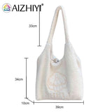 Japanese Embroidered Shoulder Clutch Soft Fleece Bag Women Large Capacity