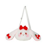 Japanese Strawberry Embroidered Rabbit Girl Out Shoulder Plush Crossbody Bag