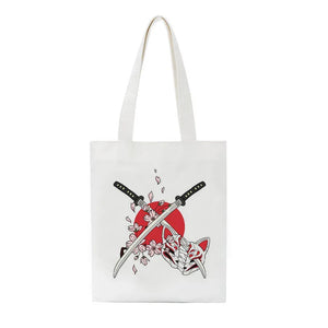 Japanese Dark Fox Cartoon Canvas Bag Hip Hop Harajuku Casual Shopper Bag