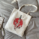 Japanese Dark Fox Cartoon Canvas Bag Hip Hop Harajuku Casual Shopper Bag