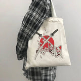 Japanese Dark Fox Cartoon Canvas Bag Hip Hop Harajuku Casual Shopper Bag