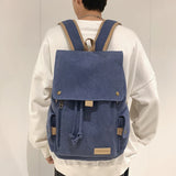 Japanese Canvas Drawstring Backpack Large Capacity School Bag
