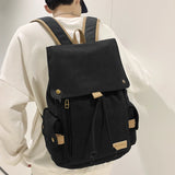 Japanese Canvas Drawstring Backpack Large Capacity School Bag