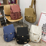 Japanese Canvas Drawstring Backpack Large Capacity School Bag