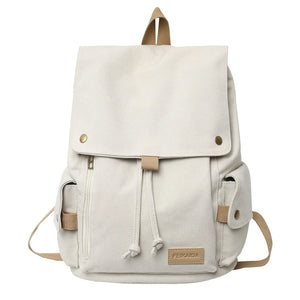 Japanese Canvas Drawstring Backpack Large Capacity School Bag