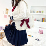 Japanese Girl Shoulder Bag Bow Canvas Handbag Large Capacity Shopping Bag