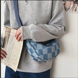 Japanese Harajuku College Dumpling Bag Plaid Shoulder Bag