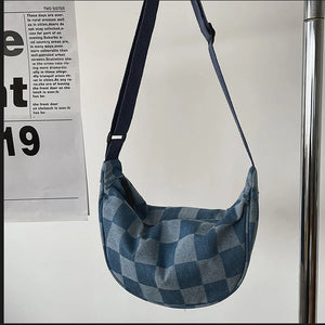 Japanese Harajuku College Dumpling Bag Plaid Shoulder Bag