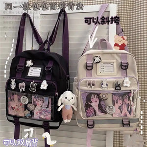 Japanese Harajuku Girl Student Backpack Retro Style Large Capacity Messenger Bag